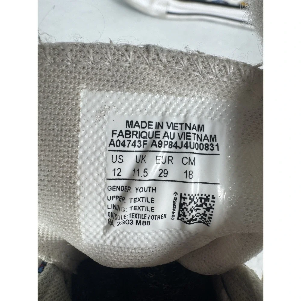 Converse Chuck Taylor All Star Youth 12 High Top Race Car Print A04743F White